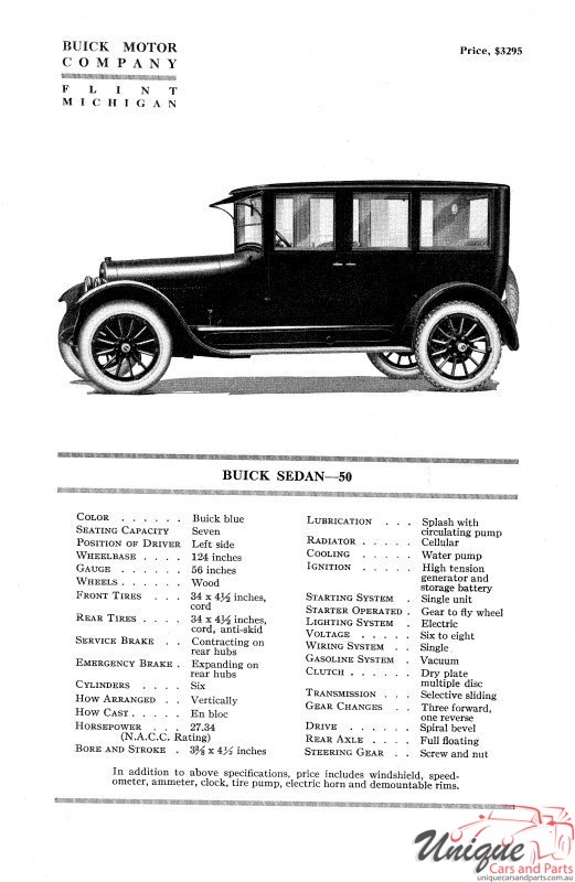 1921 Buick Specifications Brochure Page 4